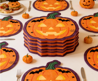 Serviettes en papier décoratives à thème citrouille d'Halloween de forme spéciale, 2 plis, douces, jetables, en forme de citrouille