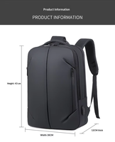 Sac à dos pour ordinateur portable professionnel résistant à l'eau en PU avec port de charge USB externe, multi-compartiments, sac à dos pour ordinateur portable de 15,6 pouces
