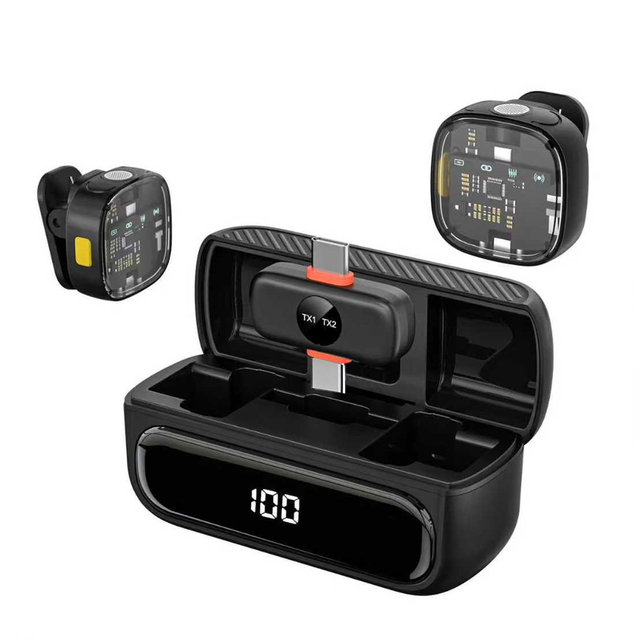 Exclusive New Design for 2026 Wireless Dynamic Lavalier Microphone for iPhone Android Noise Reduction Charging Case Lightweight