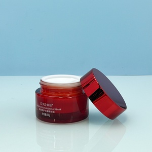 30g 50g Glass Cream Jar Wholesale Red Cosmetic Glass Cream Jar with Plastic Cap for Skin <b>Care</b> <b>Packaging</b> for Beauty Products - Product Image 2