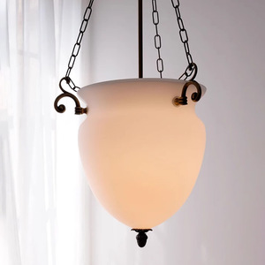 French Retro Glass Chandelier Round Single Head Led <b>Light</b> For Living Room Bedroom Hallway Entryway Staircase - Product Image 1