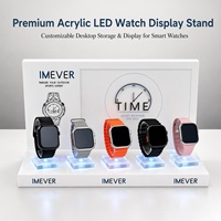 Support d'affichage de montre en acrylique personnalisé avec lumière LED, modèle HD3, moderne, commercial, pour comptoir de vente au détail