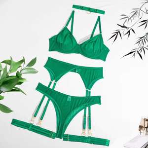 セクシーなメッシュシースルー、スチールリム、靴下、ヨーロッパとアメリカのエロ下着の新しい4ピースセット - Product Image 6