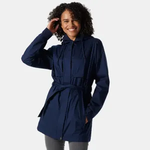 New Winter Women's Zip Long Sleeve Belted Hooded Jacket Custom Logo Trench Coat For Women