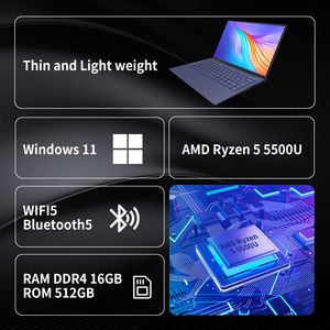โน้ตบุ๊กใหม่ขนาด 14 นิ้ว สำหรับนักเรียน เล่นเกมส์ได้ ใช้หน่วยประมวลผล AMD <span class=keywords><strong>Ryzen</strong></span> <span class=keywords><strong>5500U</strong></span> แรม 16GB SSD 512GB แบรนด์ดัง ระบบปฏิบัติการ Windows 11 Business - Product Image 2