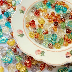 Vintage Transparent Flowers Oval Beads Pumpkin Beads <b>Beading</b> Acrylic Handmade DIY Jewelry Earrings Material Accessories - Product Image 1