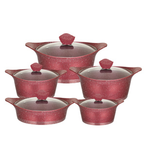 Eco-Friendly Die Casting Aluminum Cookware Set with Granite <strong>Ceramic</strong> Cooking <strong>Pots</strong> and Glass Lid - Product Image 6