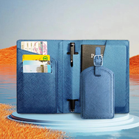 Ensemble de voyage personnalisé en cuir PU texturé Saffiano avec logo, comprenant une housse de passeport, une étiquette de bagage, un porte-cartes de crédit et un porte-stylo