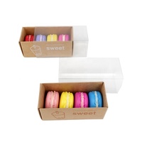 Boîte à dessert en papier kraft brun personnalisée, boîte à macarons, boîte à biscuits avec fenêtre de visualisation