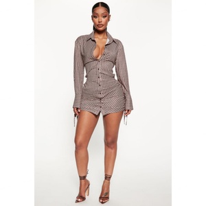 Vestido Casual Mini de Satén de Alta Calidad OEM con Laterales Fruncidos para Mujer - Product Image 1
