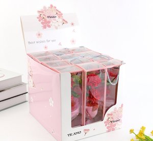Venta al por Mayor de 3 Piezas de <span class=keywords><strong>Flores</strong></span> de Jabón Artificiales en Caja de Regalo Transparente, Flor Preservada, Regalo del Día de la Madre para Mamá, Maestra - Product Image 2