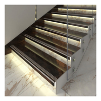 Escalier droit en marbre moderne de qualité supérieure, poli à la main, durable, pour intérieur de villa, hôtel, appartement, plus de 5 ans de garantie