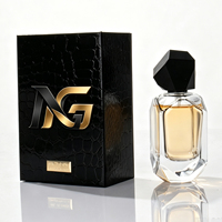 Vente en gros de flacons de parfum carrés transparents en verre bouclé de haute qualité, avec couvercles uniques, 30 ml, 50 ml, avec boîtes d'emballage