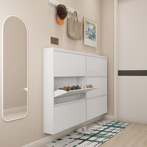 ตู้เก็บรองเท้าบางเฉียบ ความจุขนาดใหญ่ สไตล์สแกนดิเนเวียน มินิมอล ดีไซน์โลหะพับได้ ประหยัดพื้นที่ ใช้ในบ้าน - Product Image 1