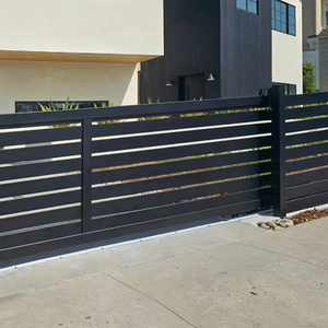 Panneaux de clôture en aluminium noir pour extérieur 6x8 8x8, motifs pleins, espacés, <span class=keywords><strong>demi</strong></span>-espacés et rayés pour jardin et piscine - Product Image 2