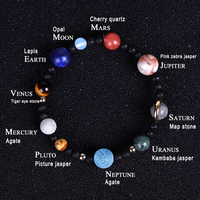 Bracelet en pierre naturelle, galaxie, l'univers neuf planètes, étoiles, pierre naturelle, terre, lune, ciel étoilé, accessoire