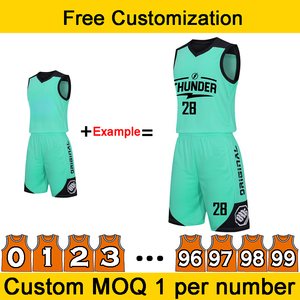 カスタムロゴパターン & 数字チーム競技バスケットボールユニフォームセット通気性高弾性バスケットボールジャージー - Product Image 3