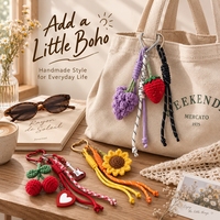 Gehaakt macramé koord, boho chic decoratie, handgeweven breiwerk, fruit rugzak hanger, gehaakte tas charme, sleutelhanger