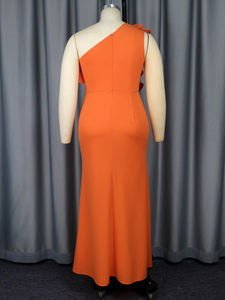 Çarpık boyun bir omuz fırfır çiçek balık kuyruğu kadın balo elbise - Product Image 6