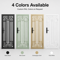 Puerta de Entrada de Aluminio con Diseño Geométrico, Estilo Art Deco, Tamaño Personalizado, Recubrimiento en Polvo Antioxidante, para Villa