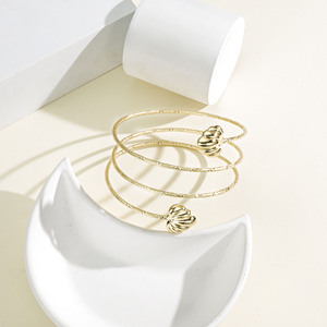 CM Jewelry Wholesale - Prix bas - Bijoux fantaisie plaqués or pour femme - Bracelet jonc élégant en forme de cœur - Cadeau pour maman - Product Image 6