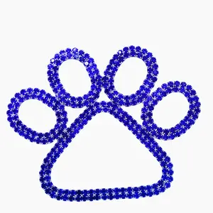 New Arrival Custom Great Quality Large Blue Diamond Crystal Pave Pet Animal Dog Cat Animal Hollow Paw Print Brooch Pin Jewelry