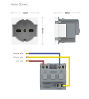 LIVOLO 16A Enchufe Modular Italiano de 80*80mm con Panel de Vidrio, Toma Universal para Italia y Chile, Accesorios Inteligentes de Alta Gama para el Hogar