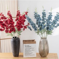 Delphinium Ajacis buatan putih biru Larkspur bunga sutra batang 80 cm rumah taman pernikahan Natal Valentine's Thanksgiving