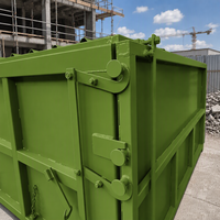 Conteneur à déchets en acier à crochet de levage robuste, bac de recyclage de ferraille industrielle pour chantier de construction