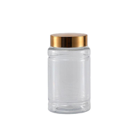 Bouteille en plastique PET pour compléments alimentaires avec couvercles dorés UV, flacon pour bonbons, gommes et capsules médicales avec couvercles à vis argentés