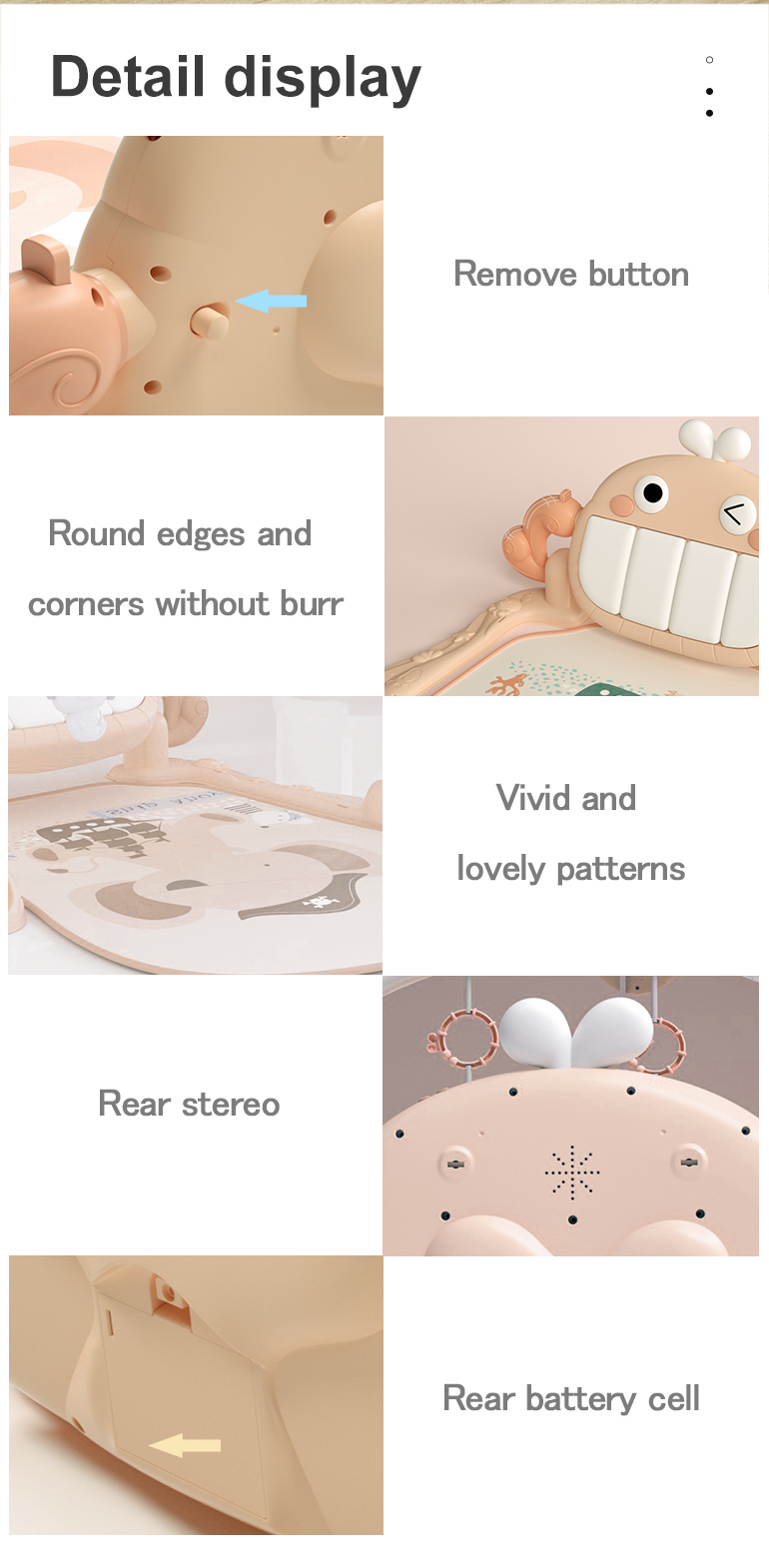 Soft infant fitness rack activity musical pedal keyboard piano gym play mat sleeping portable baby toy