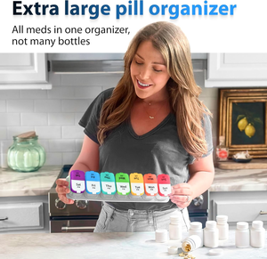 Portapillole in Plastica Portatile A-273 con Segni AM/PM per Promemoria, Contenitore per Medicinali Quotidiano/Settimanale per Integratori - Product Image 2