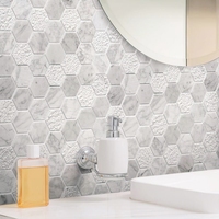 Mosaïque hexagonale en marbre naturel, finition martelée, pour murs intérieurs européens, salle de bain et cuisine, économique