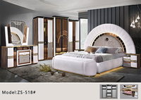 Ensemble de meubles de chambre à coucher en bois au design classique, villa moderne, suite de luxe complète, lit double en cuir king size