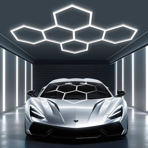 Fabricants vendant des lampes de plafond LED hexagonales à intensité variable, néon, pour salon de beauté, salon de coiffure, salle d'exposition automobile, haute luminosité, lavage de voitures - Product Image 3
