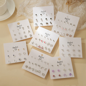 Boucles d'oreilles tendance en alliage de zinc et titane, motif cœur, nœud et géométrique, bijoux cadeau, origine Yiwu - Product Image 1