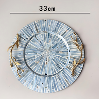 Assiette décorative de luxe léger de style français, écologique, faite à la main, en coquillage, avec poignée et bordure florale, pour la maison