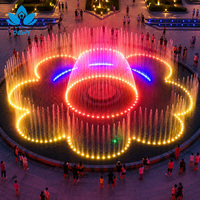 Fontaine musicale extérieure en acier inoxydable personnalisée en forme de fleur, avec LED, design luxueux pour jardin