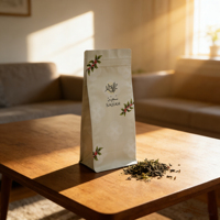 Sachet à fond plat pour café avec fermeture éclair réutilisable, scellé sur huit côtés, autoportant, pour emballage alimentaire