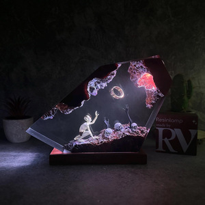 Lampe sculptée artistique en résine époxy Anneau du Seigneur Noir de <span class=keywords><strong>Gollum</strong></span>, Veilleuse du monde fantastique, Cadeau d'Halloween - Product Image 1