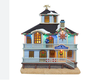 Statuetta in Resina Illuminata a LED a Tema Natalizio Casa sul <span class=keywords><strong>Mare</strong></span>, Decorazione per Villaggio Natalizio a Tema Nautico - Product Image 3