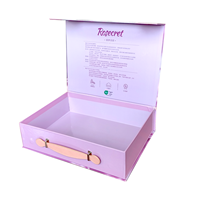 Boîte en carton pliable de luxe avec poignée en cuir PU, logo personnalisé, boîte en papier magnétique à clapet pour chaussures et vêtements