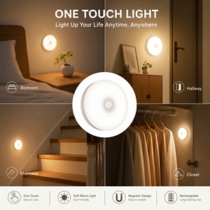 Circular rechargeable LED night <b>light</b> <b>with</b> adjustable three colour temperatures, eye-friendly bedside lamp, suitable for the bed - Product Image 5