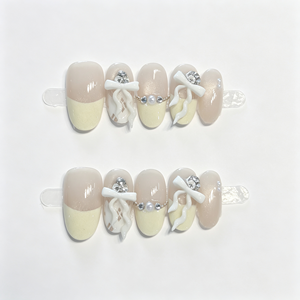 Uñas Postizas 3D <span class=keywords><strong>con</strong></span> Punta Francesa en Forma Ovalada, <span class=keywords><strong>con</strong></span> Perlas, Diamantes de Imitación y Efecto Mármol, Juego de 24 Piezas, Venta al Por Mayor - Product Image 1