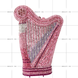 Bolso de Noche Elegante para Mujer con Pedrería Brillante en Forma de Arpa, Cartera de Mano de Lujo con Cristales de Arpa Cautivadores para Conciertos y Eventos - Product Image 5