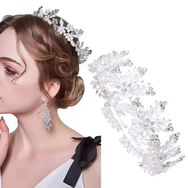 Perlentsiär Krone Legierung Prinzessinnenkopfband weiß Hochzeitskopfbekleidung Haarzubehör für Braut