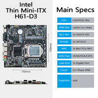 Motherboard H61 Tipis Mini-ITX Baru Mendukung CPU Intel Generasi ke-2-3 Memori DDR3 MSATA MINI-PCIe Wifi SATA2.0 LVDS Motherboard H61