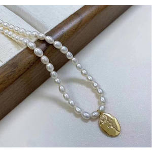 For Xiaomi Natural Freshwater Pearl <b>Necklace</b> 3-4mm Strong Light Trendy <b>Fashion</b> Number Shape Pattern Clavicle Chain Baby <b>Bead</b> - Product Image 5