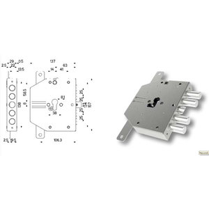 Cerradura de mortaja blindada MOTTURA para puerta de madera Cilindro europeo Acabado satinado Aleación de zinc 60mm 3 Latón incluido Izquierda 89,8300. S00T - Product Image 1
