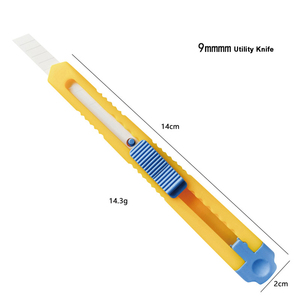 Yellow Plastic Handle Utility <b>Knife</b> 9mm Snap-off Blade, Slide Open Design Box Cutter with 1 High Carbon Steel Blades Included - Product Image 5